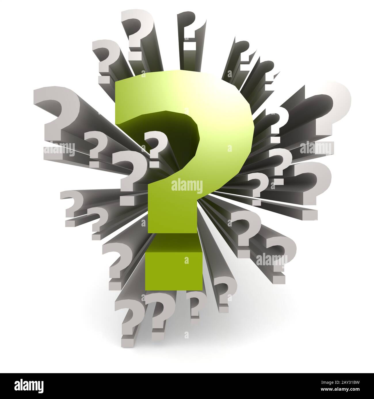 Green question mark Stock Photo