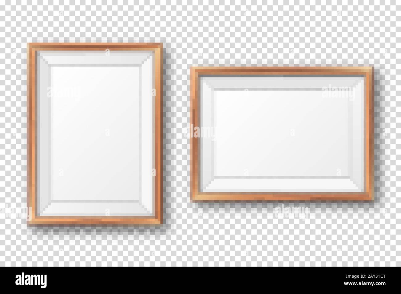 Download Realistic Blank Wooden Picture Frame Modern Poster Mockup Empty Photo Frame With Texture Of Wood Art Gallery Vector Illustration Stock Vector Image Art Alamy PSD Mockup Templates