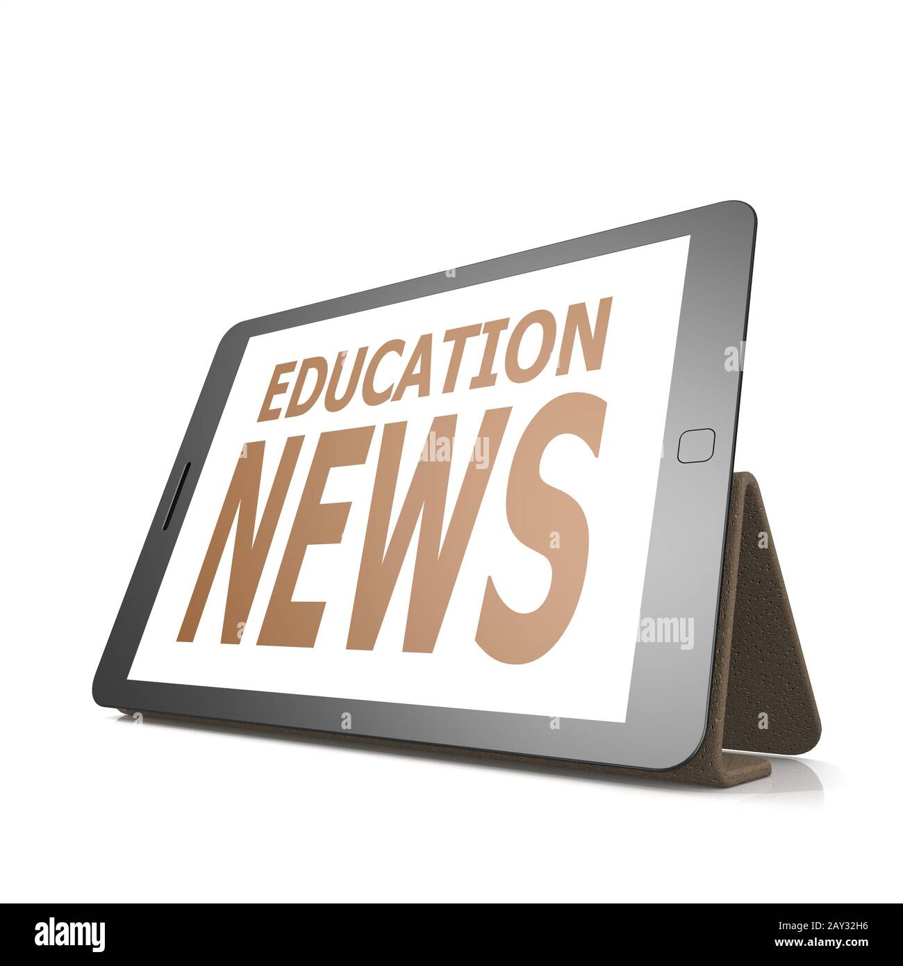 Tablet with education news word Stock Photo Alamy