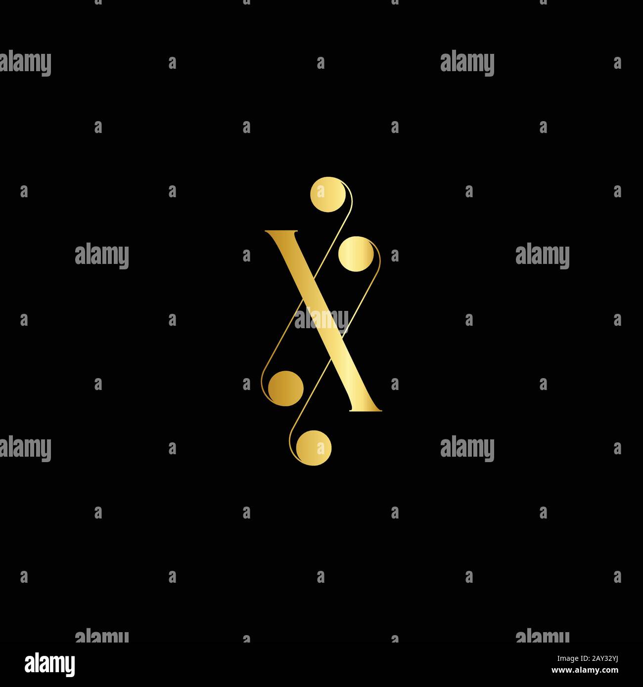 Creative Letter XX Logo Vector With Gold Color. Abstract Linked Letter ...