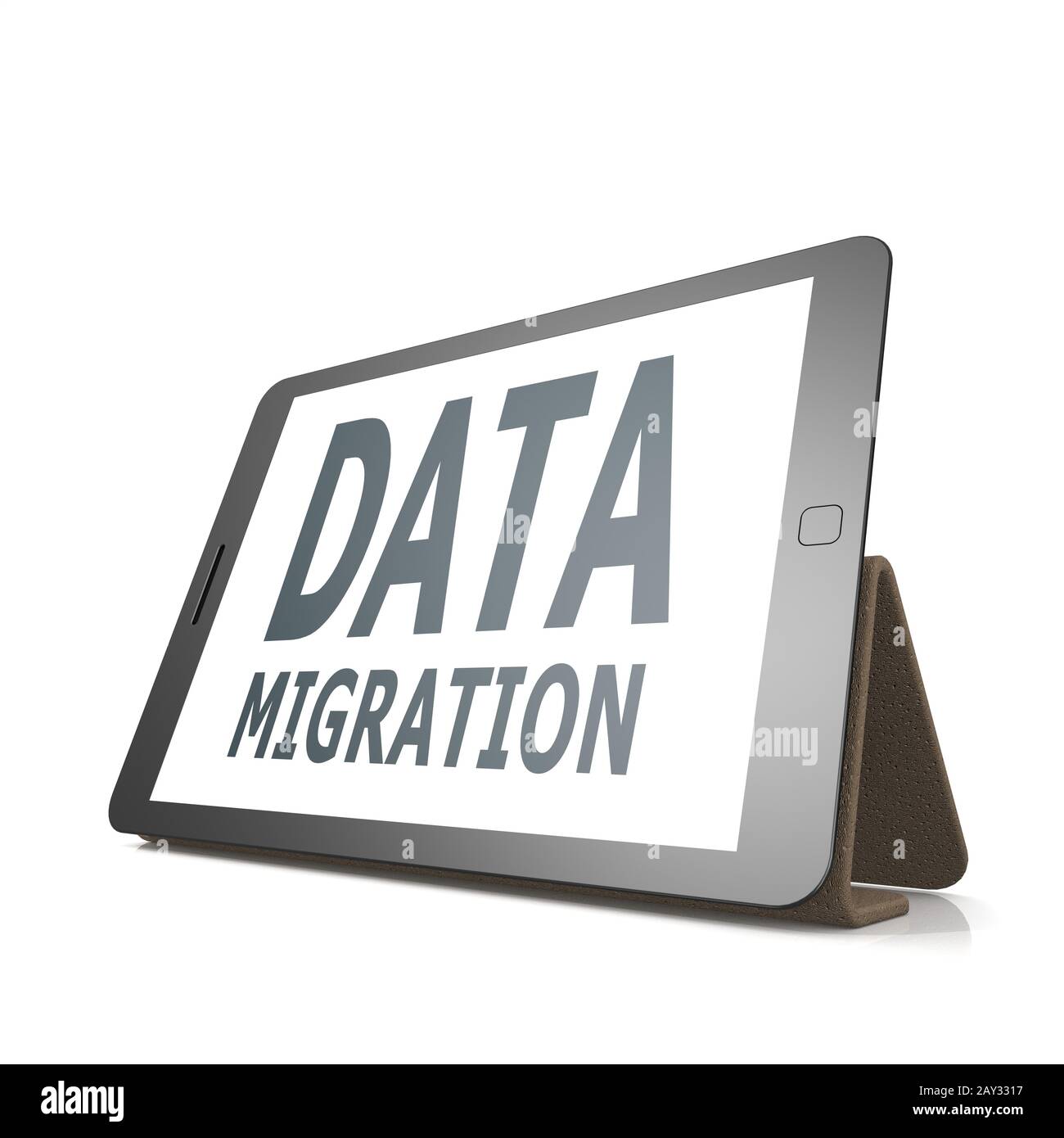 Tablet with data migration word Stock Photo Alamy