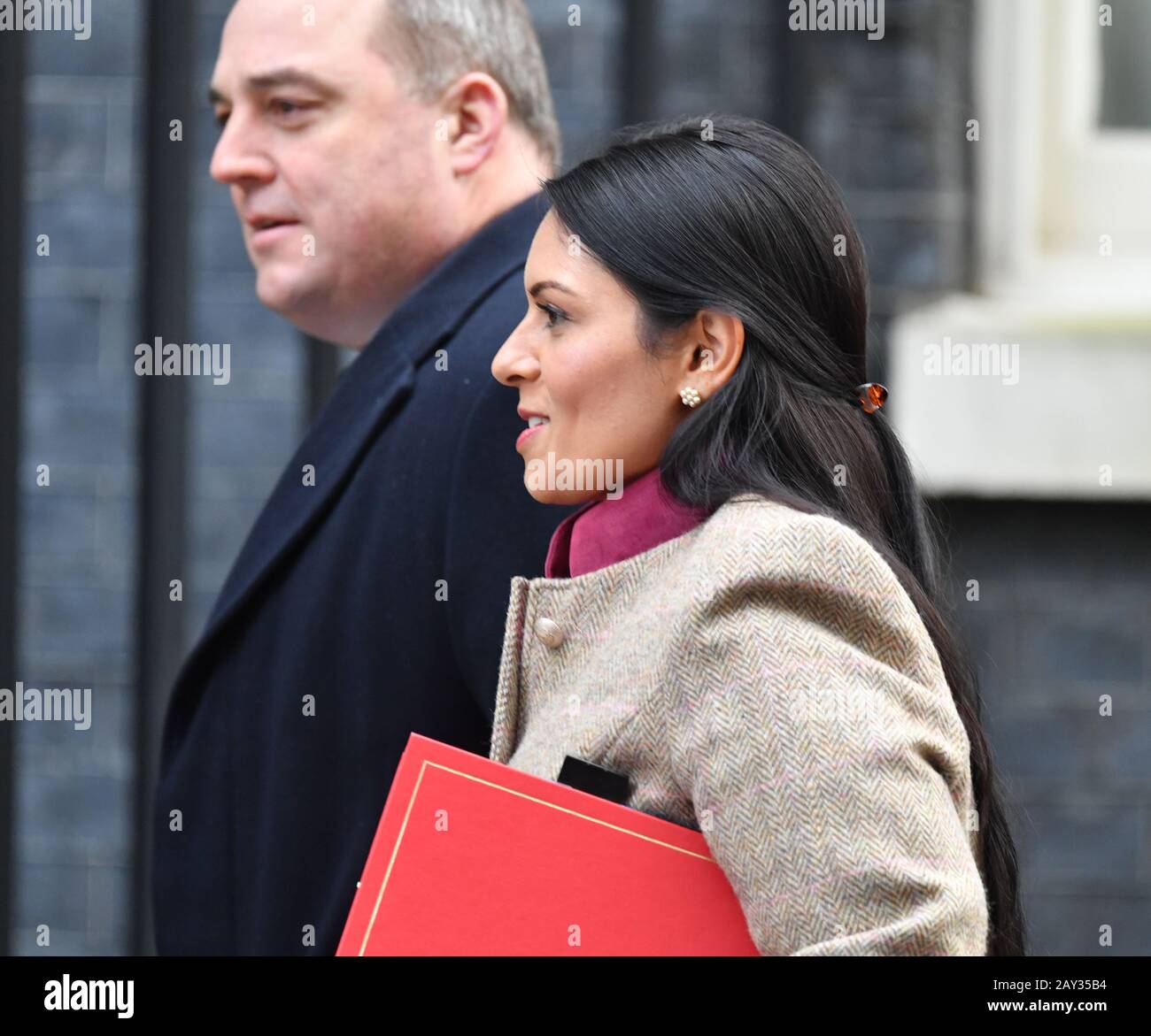 Downing Street, London, UK. 14th February 2020. Ben Wallace MP, Secretary of State for Defence in Downing Street accompanied by Priti Patel MP, Home Secretary, for weekly cabinet meeting. Credit: Malcolm Park/Alamy Live News. Stock Photo