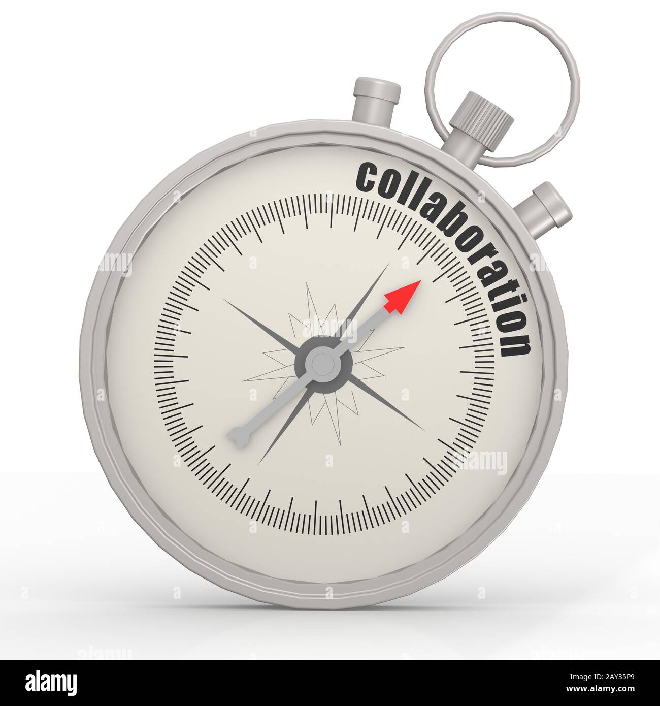 Compass with collaboration word isolated on white background Stock Photo
