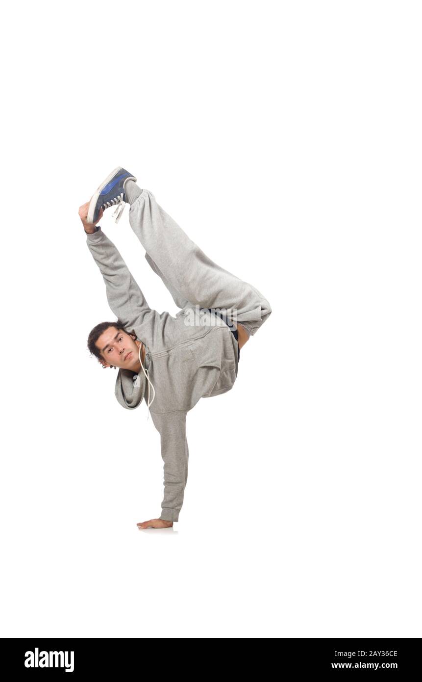 Man dancing isolated on the white Stock Photo