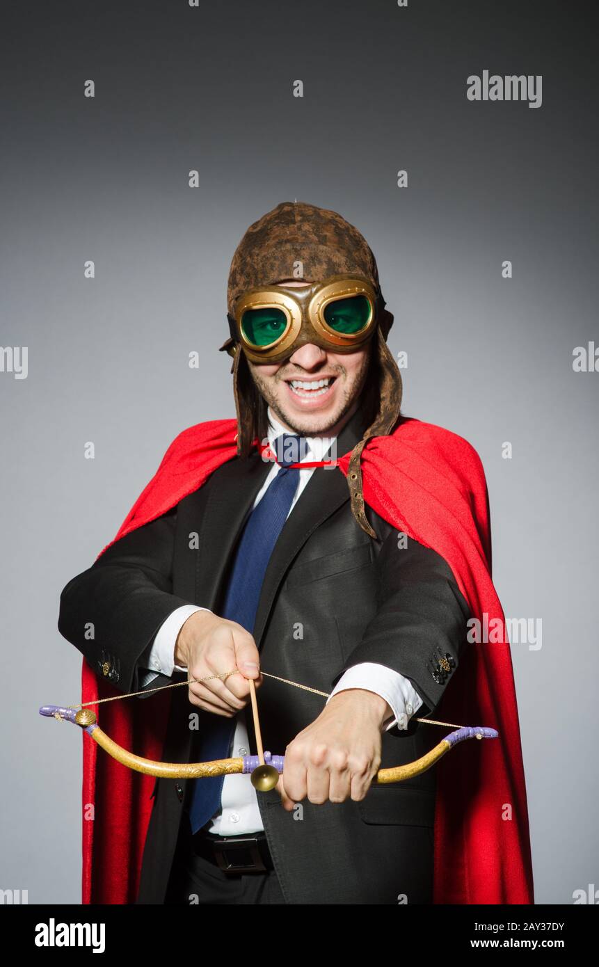 Man wearing red clothing in funny concept Stock Photo