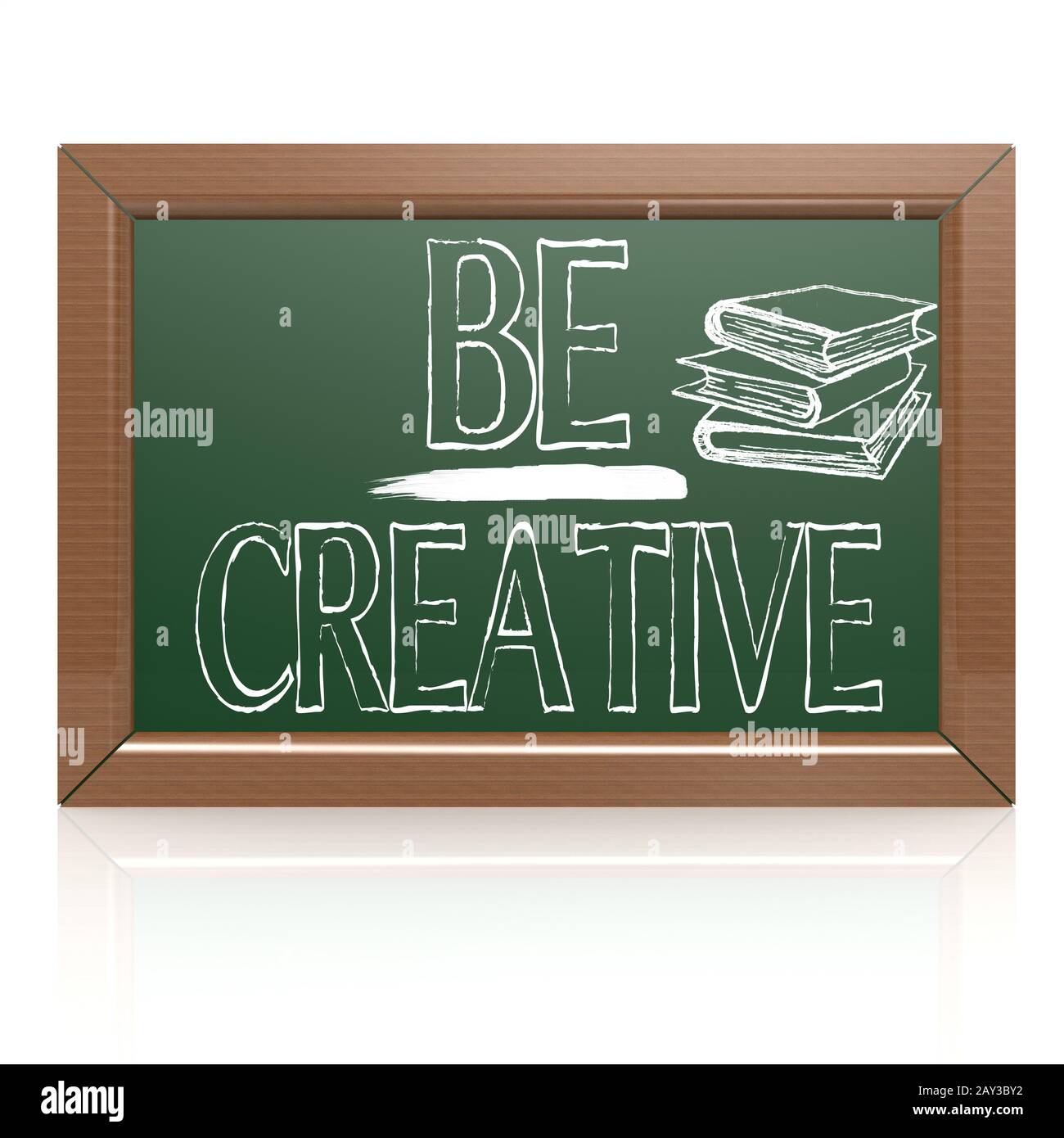 Be Creative written with chalk on blackboard Stock Photo