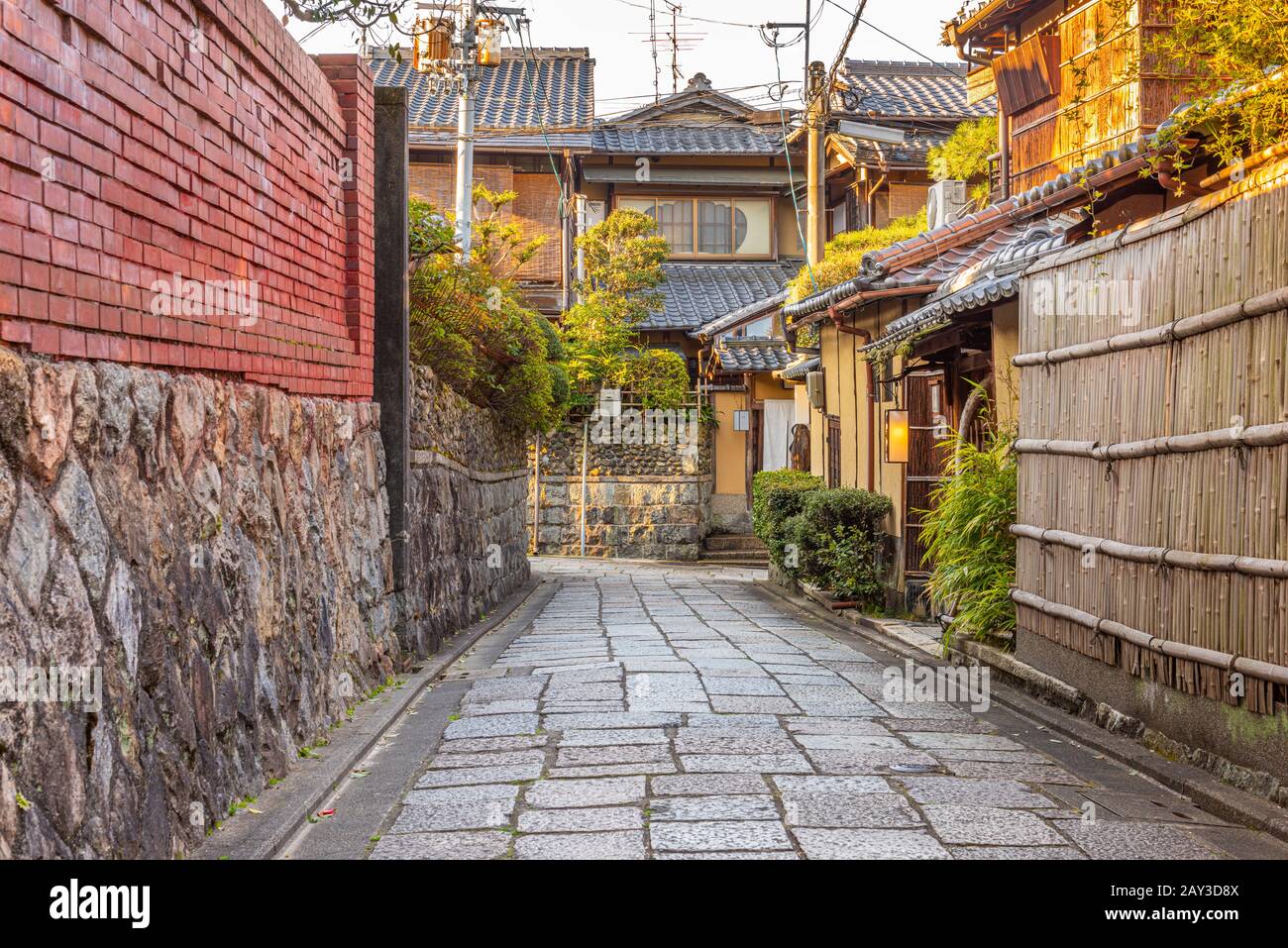 Okinawa, Japan old town cobblestone streets. Stock Photo