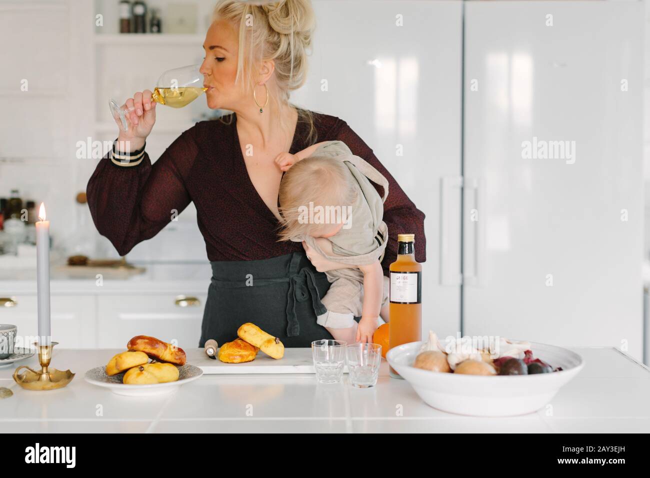 Mother with baby at home Stock Photo