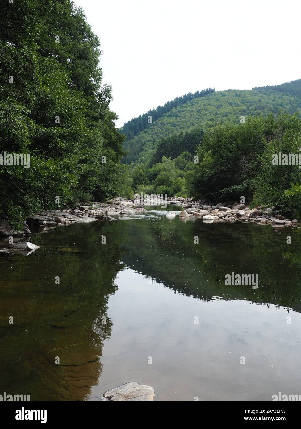 Beautiful mountain river in Cevennes national park France, travel locations in France concept Stock Photo