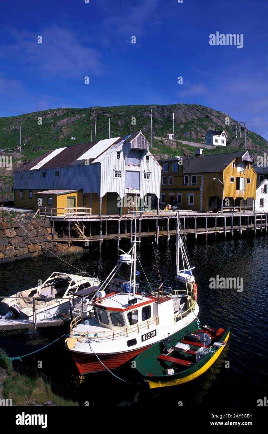 boats in the harbour of Nyksund, Langoya island, Vesteralen, Norway Stock Photo