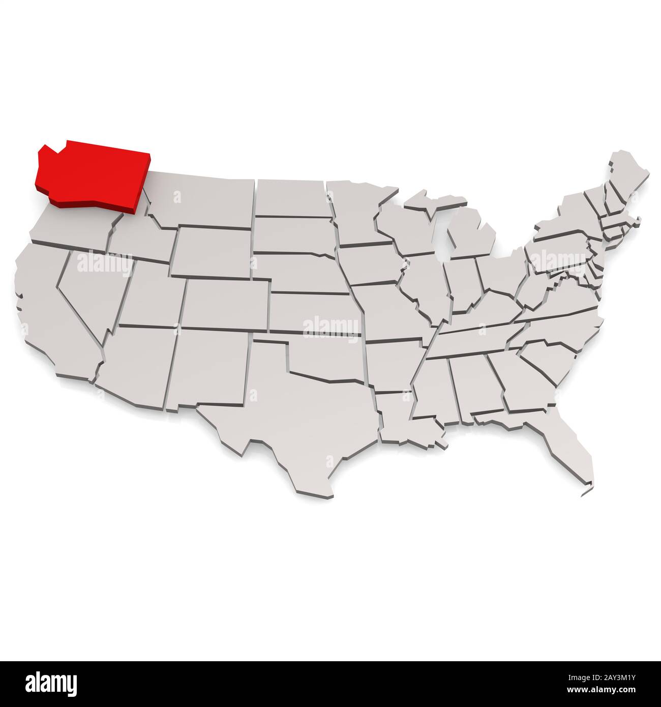 Washington state 3d map hi-res stock photography and images - Alamy