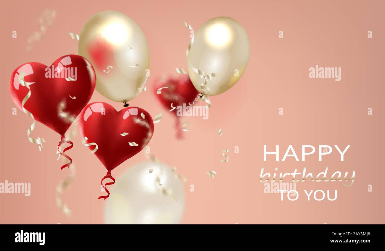 Birthday card with balloons and birthday text Stock Vector Image & Art ...