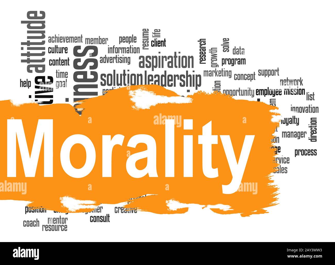 Morality word cloud with yellow banner Stock Photo