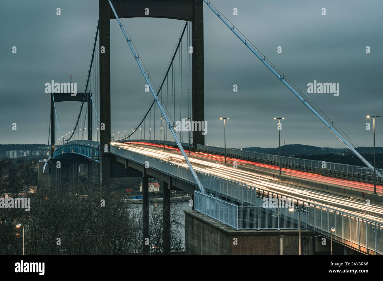 Light trails on bridge Stock Photo - Alamy