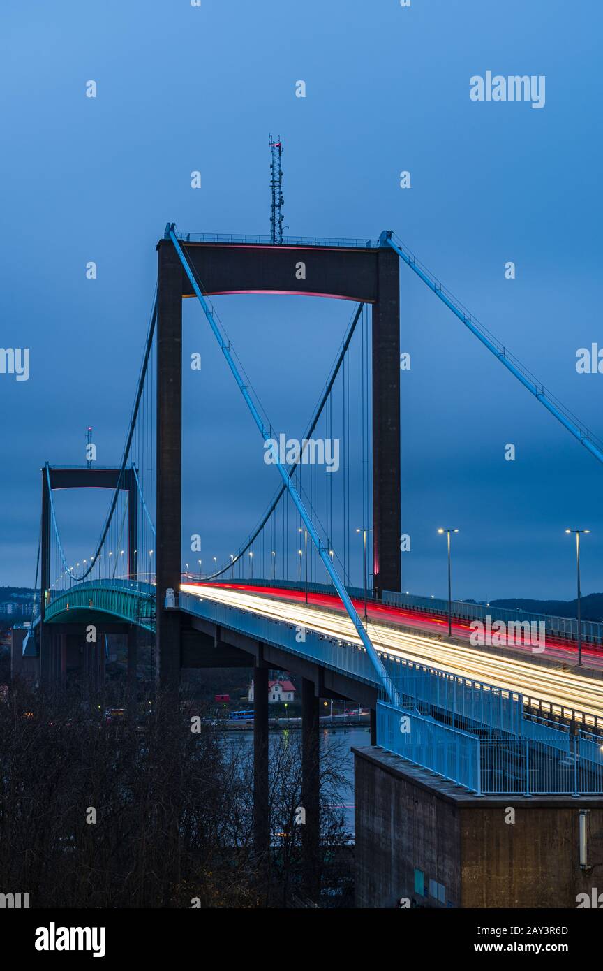 Light trails on bridge Stock Photo - Alamy