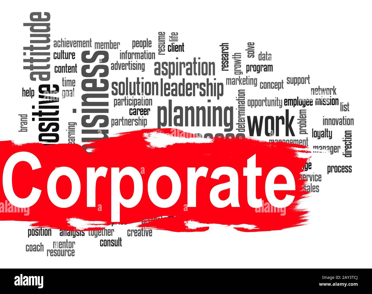 Corporate word cloud with red banner Stock Photo