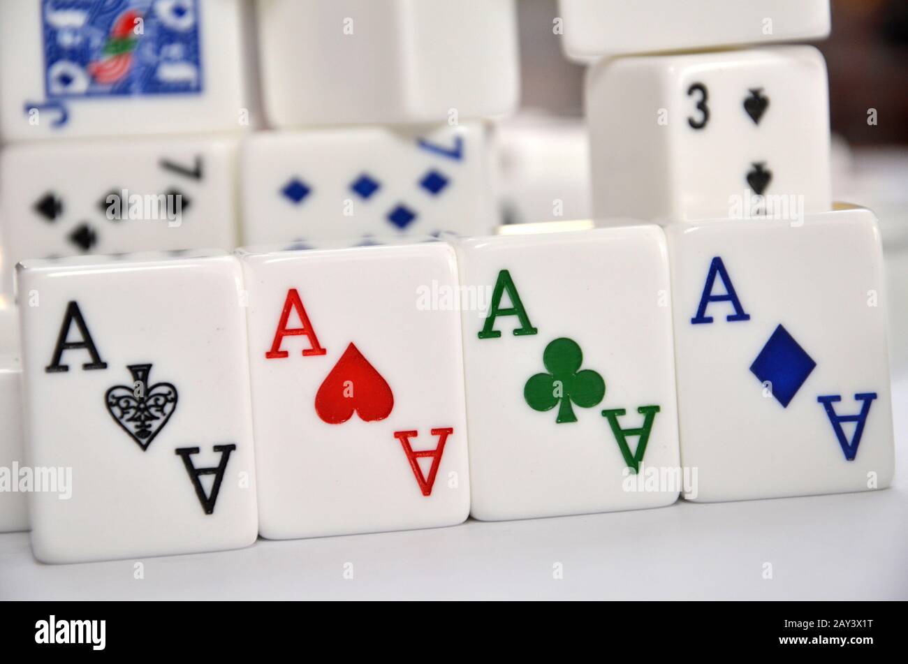 Mahjong set with four Aces Stock Photo - Alamy