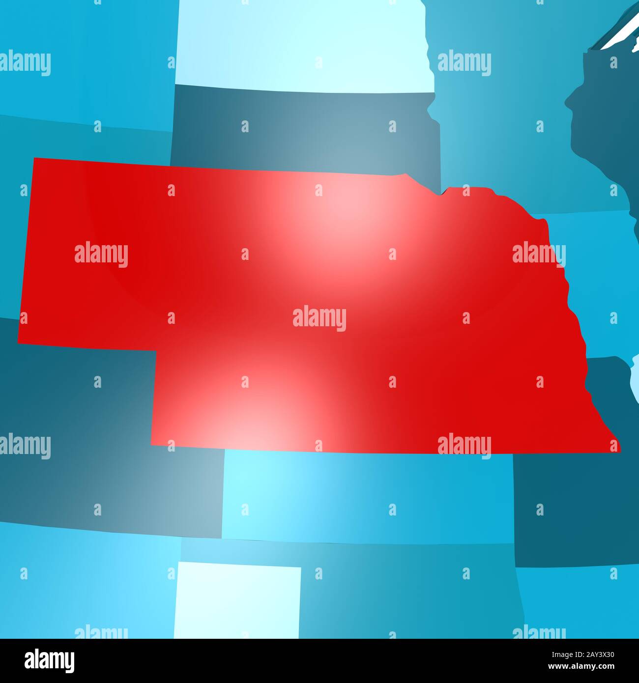 Nebraska map on blue USA map Stock Photo Alamy