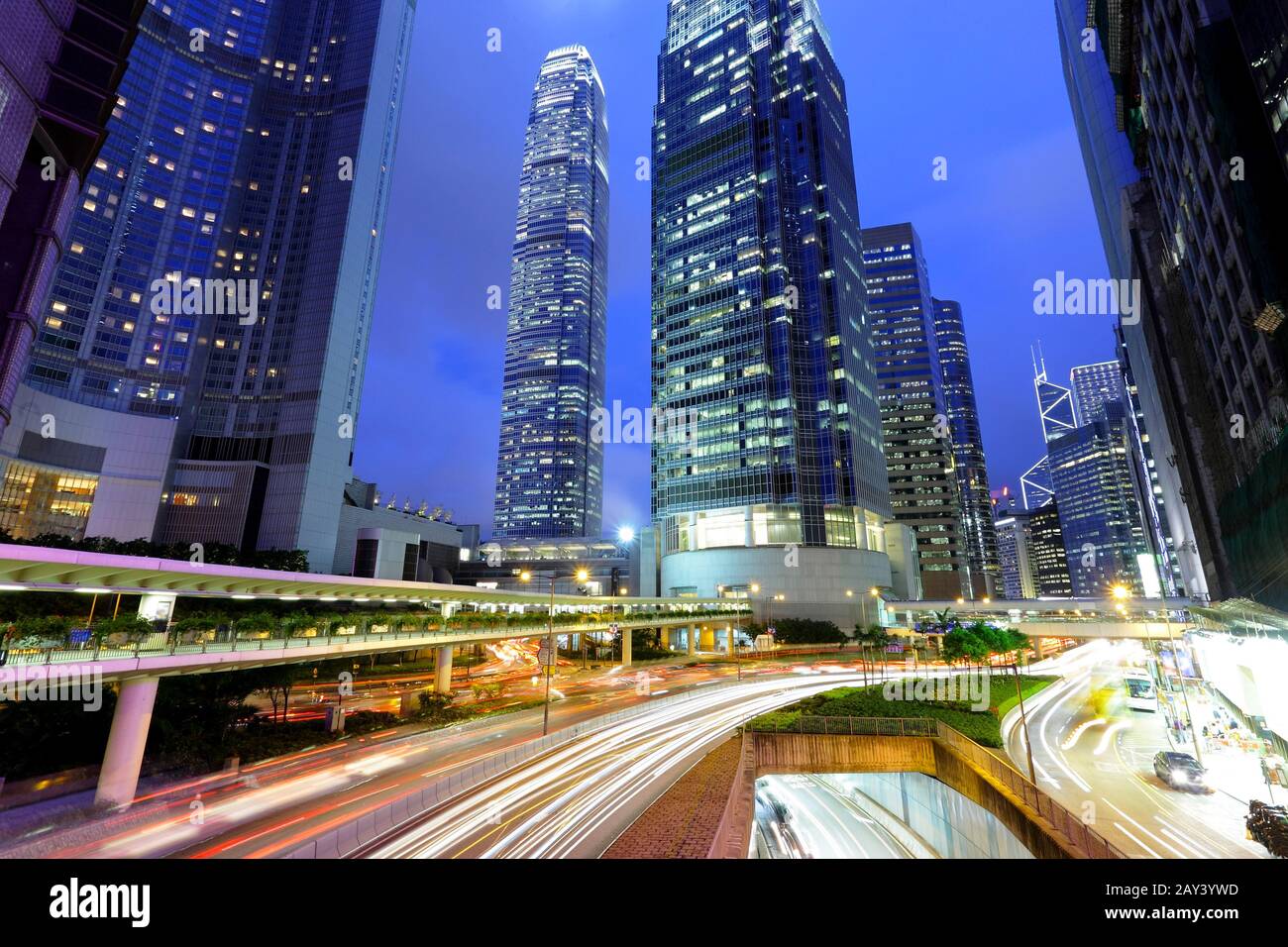 traffic light stream and highrise bulidings Stock Photo Alamy