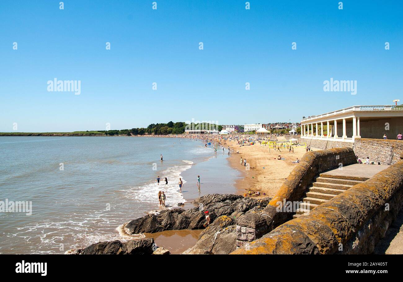 Stone steps on the beach at Barry Island, Wales UK Stock Photo - Alamy