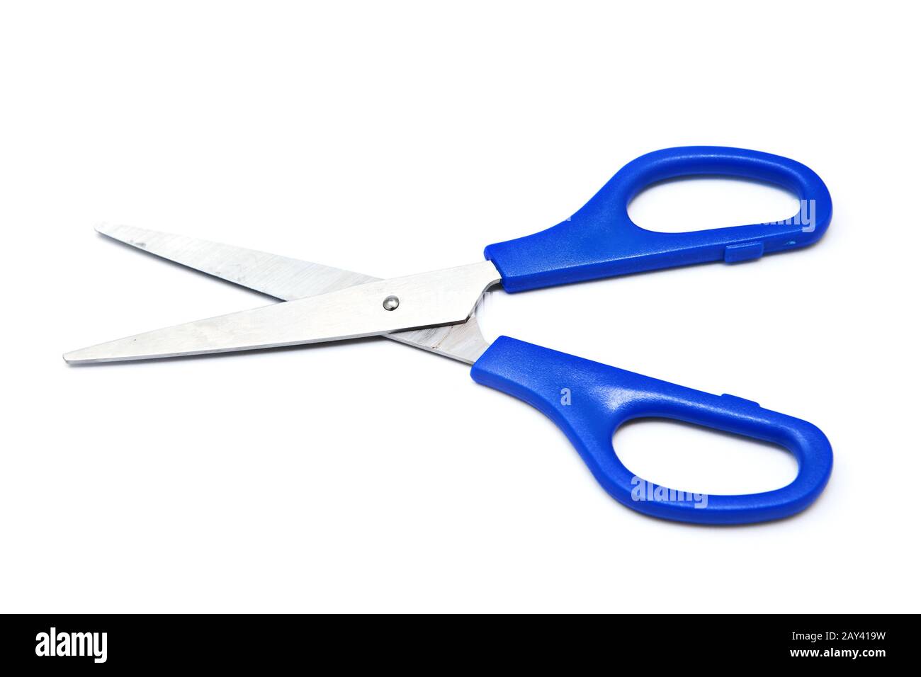 Premium Photo  Small stainless scissors with blue plastic handle isolated  on white background sharp tools for crafts office supplies cutting tools