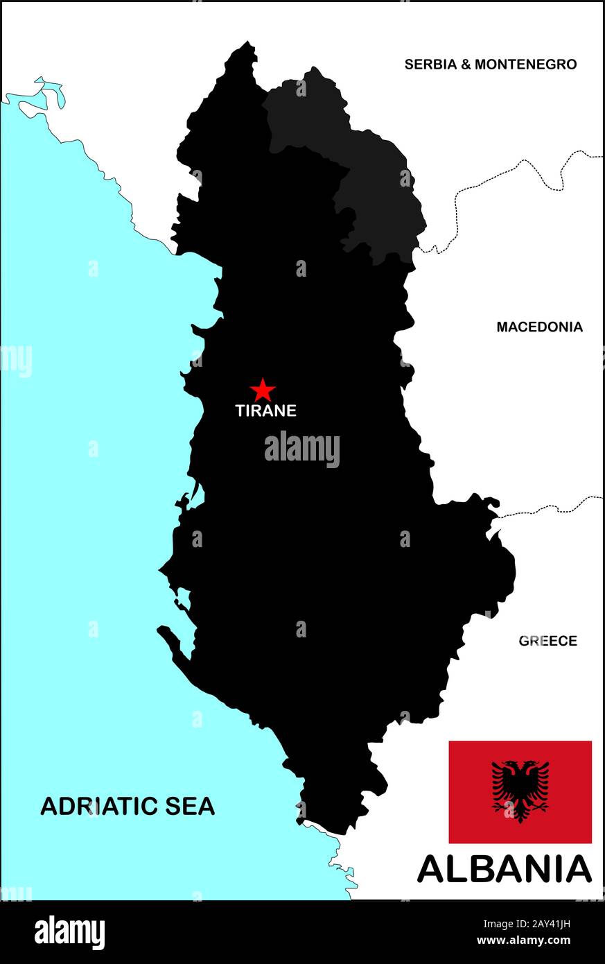 Albania Political Map Stock Photo