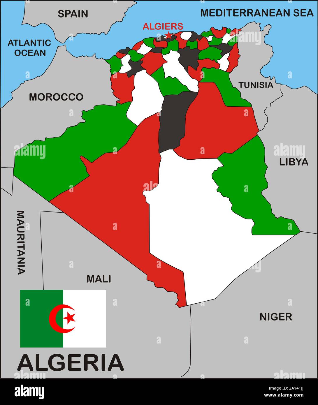 Algeria Political Map Stock Photo - Alamy