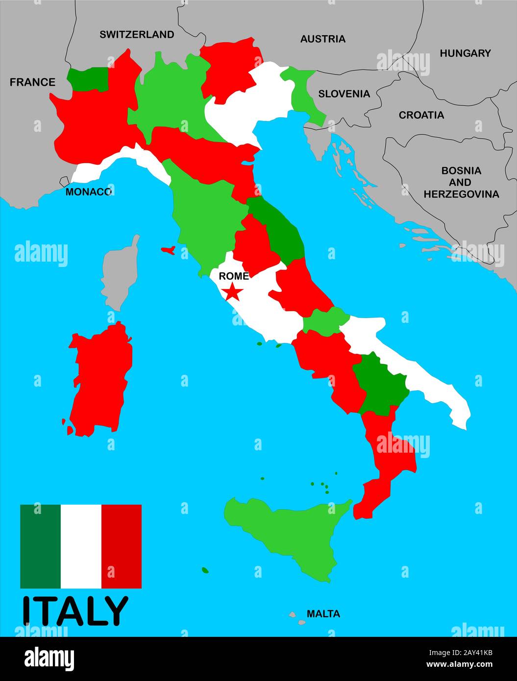 Italy Map Stock Photo