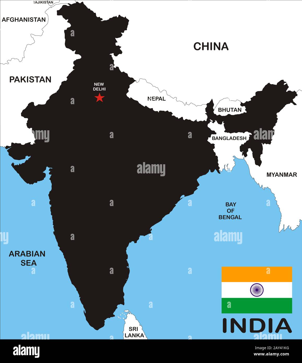India map delhi hi res stock photography - India Map 2AY41KG 