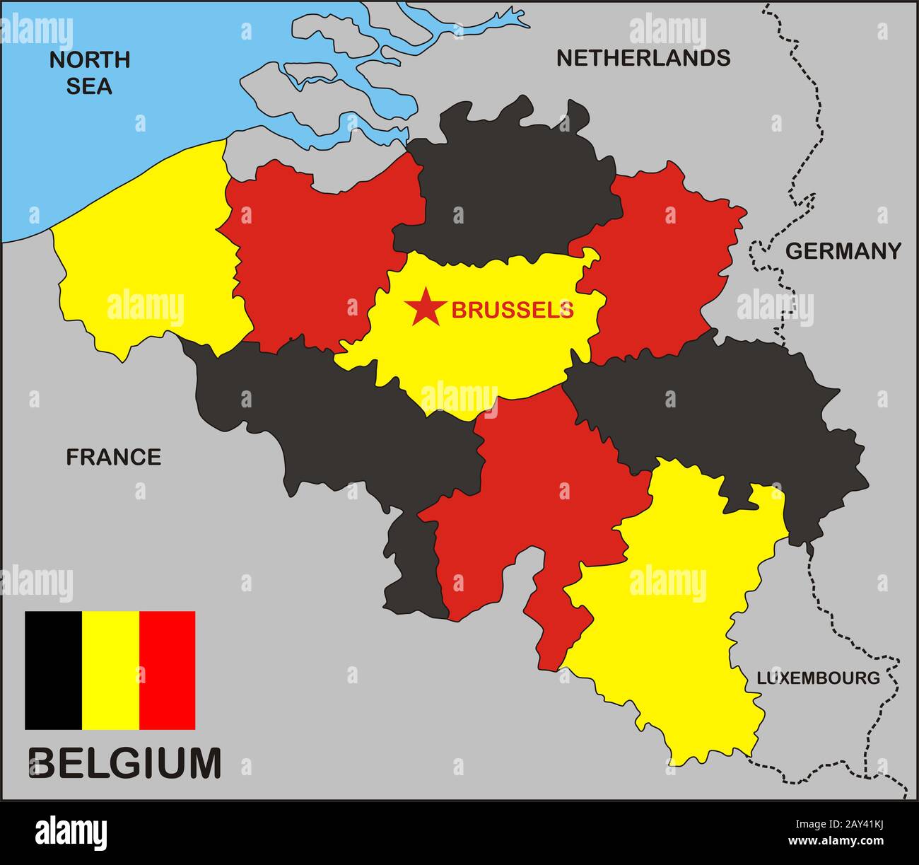 Belgium Political Map Stock Photo