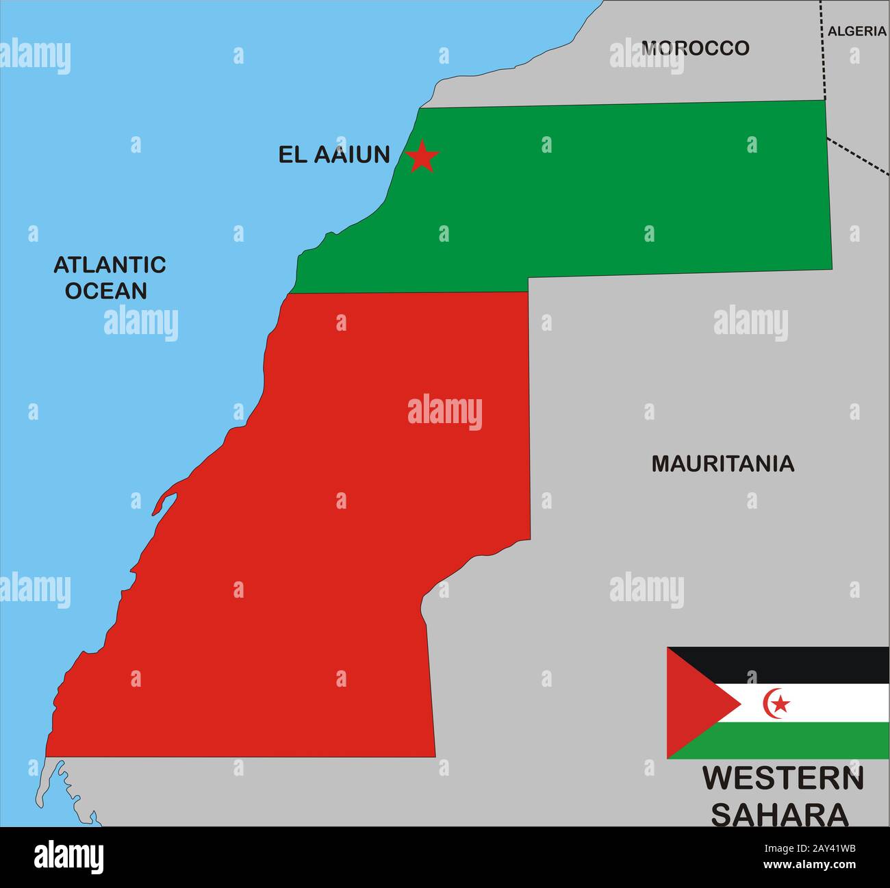 Western Sahara Map Stock Photo Alamy
