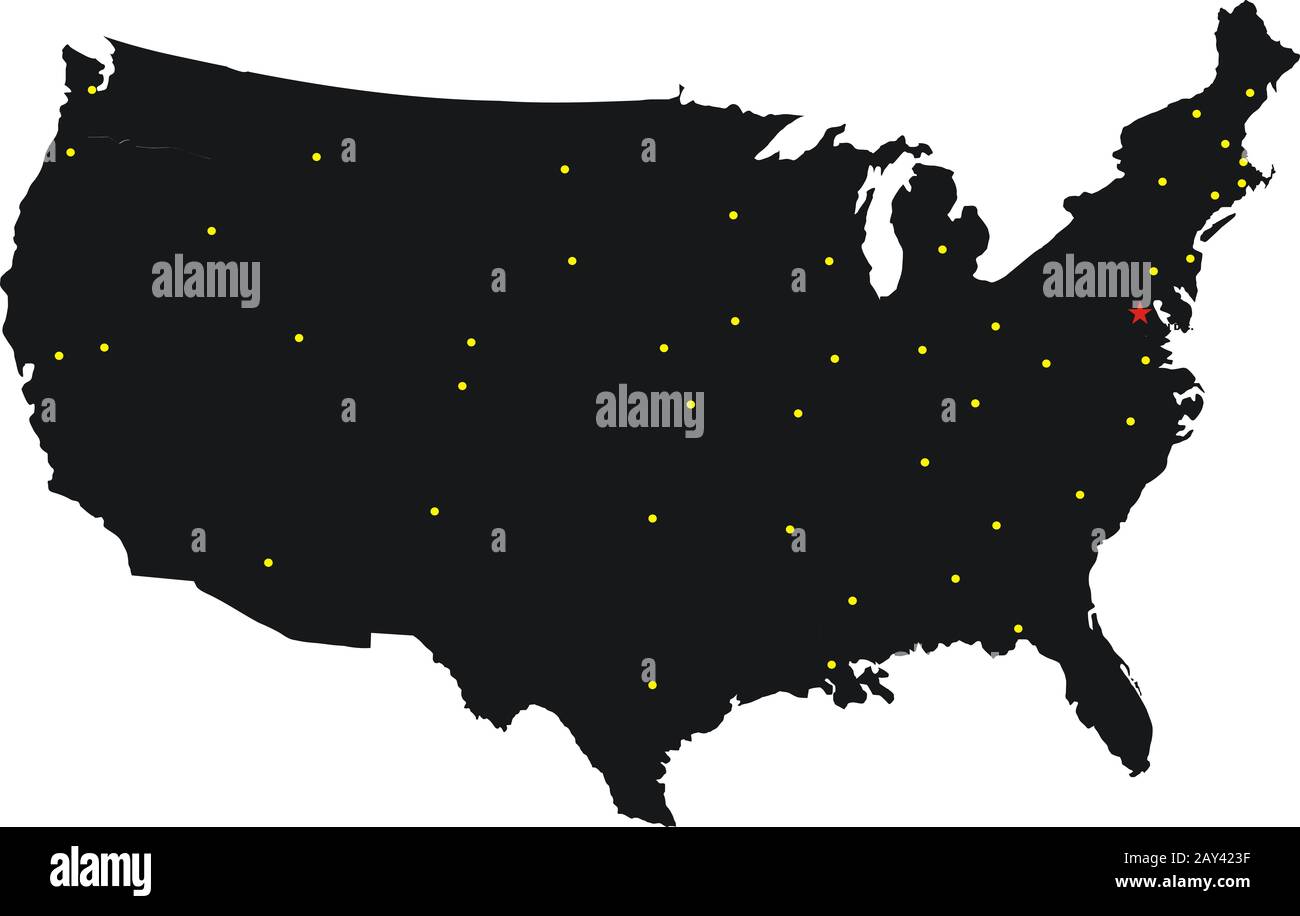 Usa Map Black Stock Photo