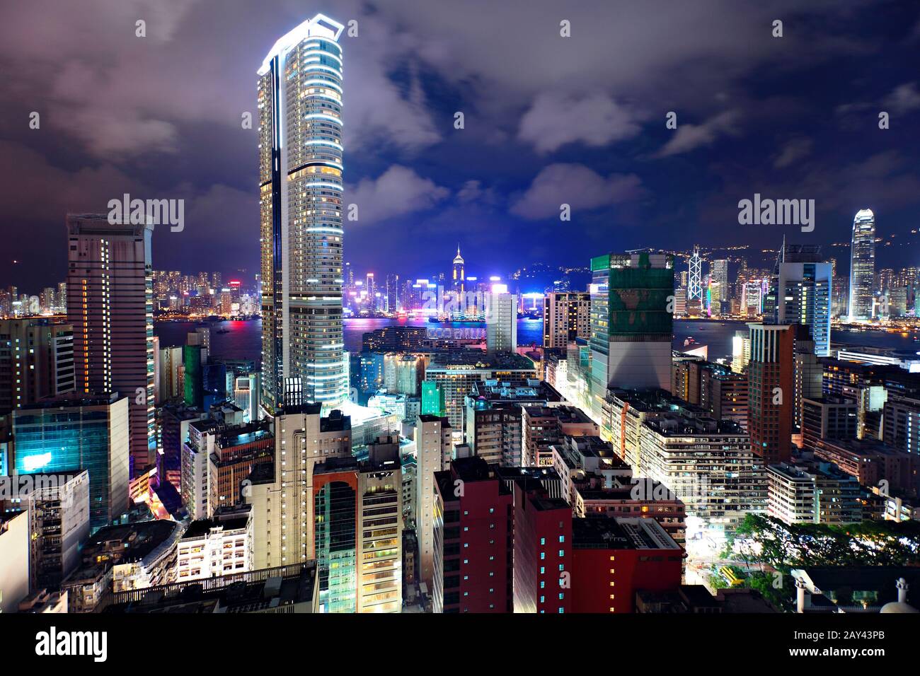 Hong Kong downtown at night Stock Photo - Alamy
