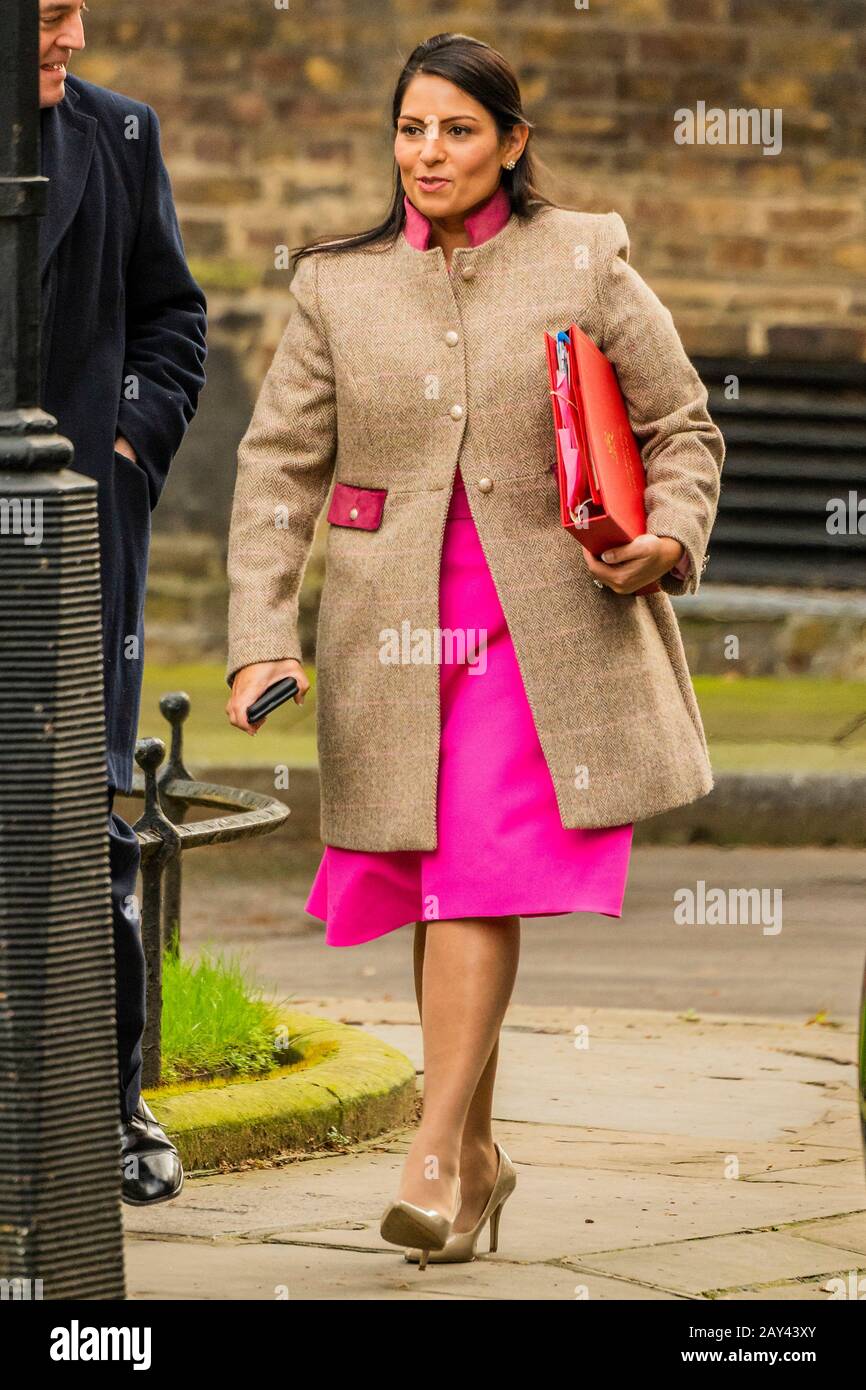 London, UK. 14th Feb, 2020. The Rt Hon Priti Patel MP remains Secretary of State for the Home Office - Ministers arrive for the first Cabinet Meeting after the Boris Johnson's reshuffle, Downing Street. Credit: Guy Bell/Alamy Live News Stock Photo