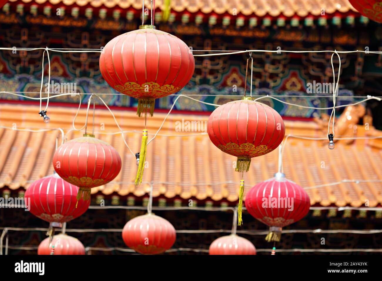 red lantern in chinese temple Stock Photo - Alamy