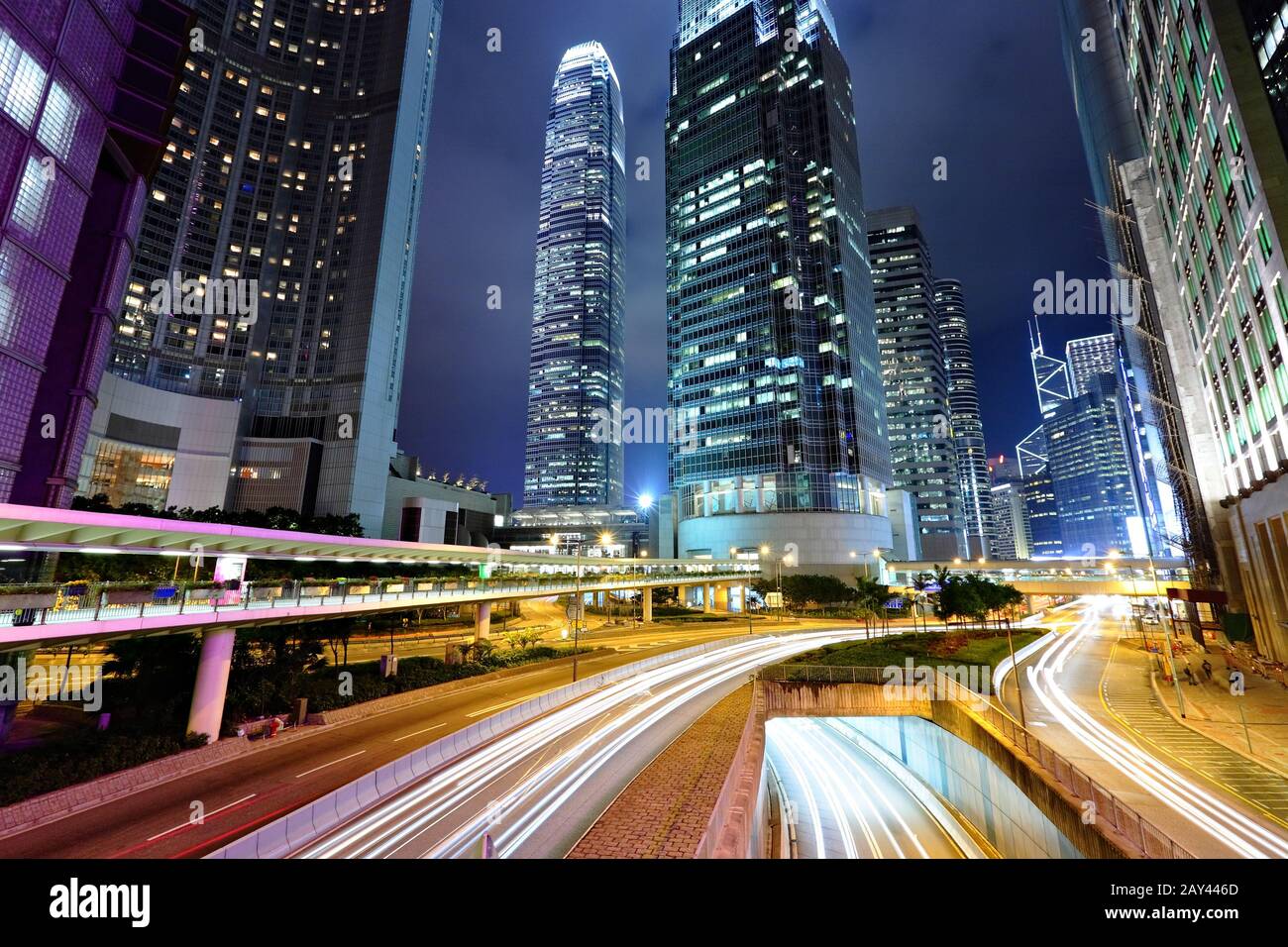 modern Hong Kong city at night Stock Photo - Alamy