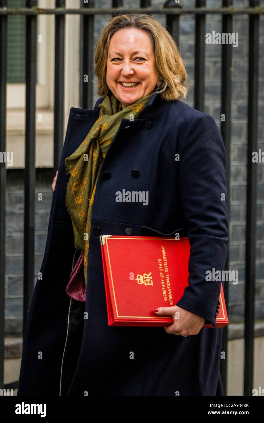 London, UK. 14th Feb, 2020. Anne-Marie Trevelyan MP has been appointed Secretary of State for International Development - Ministers arrive for the first Cabinet Meeting after the Boris Johnson's reshuffle, Downing Street. Credit: Guy Bell/Alamy Live News Stock Photo