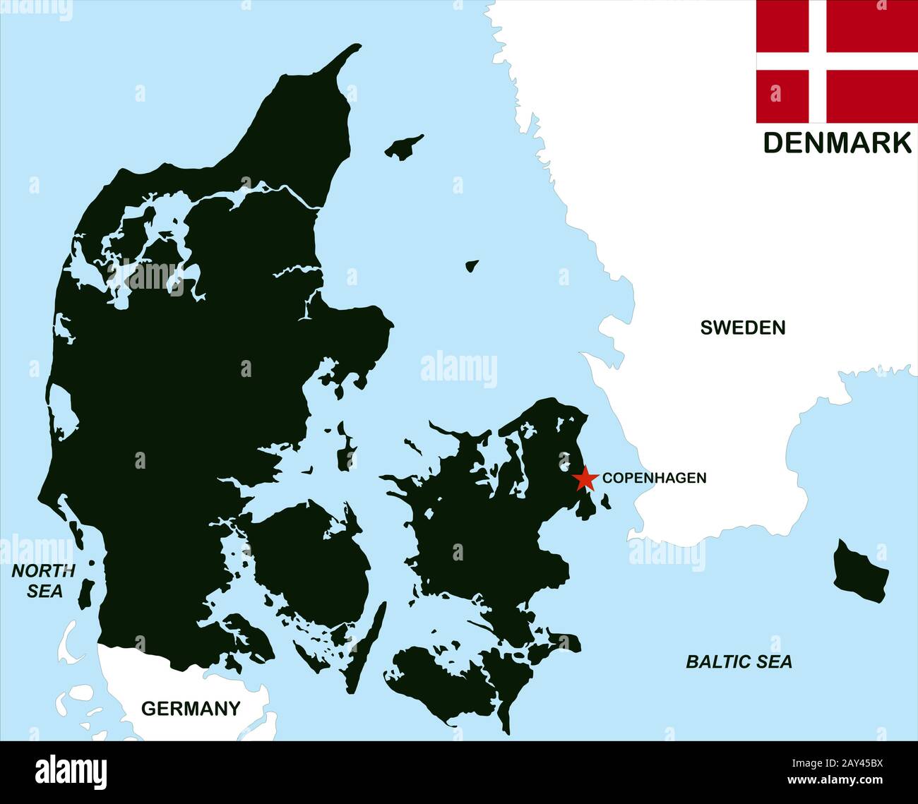 denmark political map Stock Photo