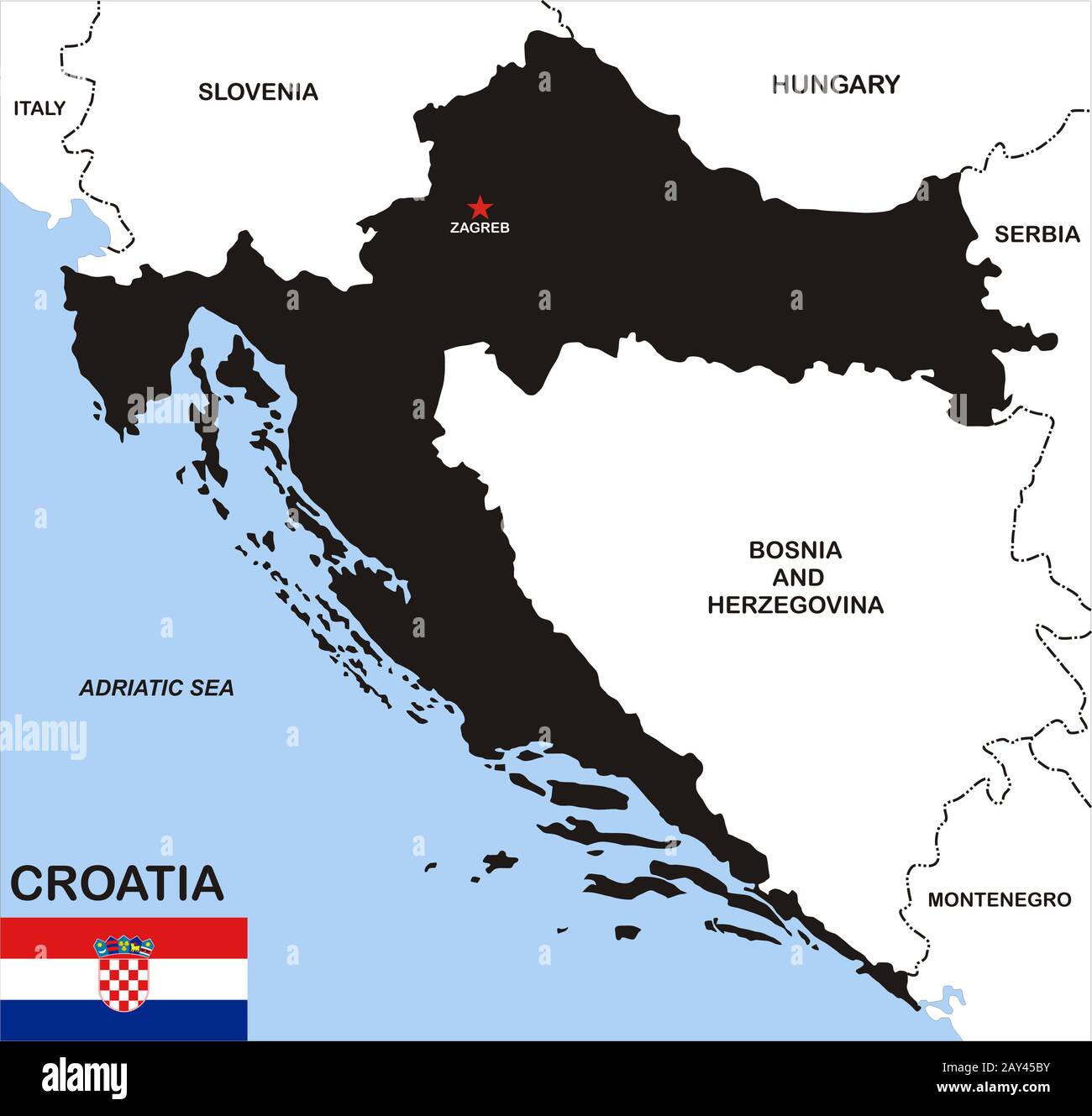 croatia political map Stock Photo