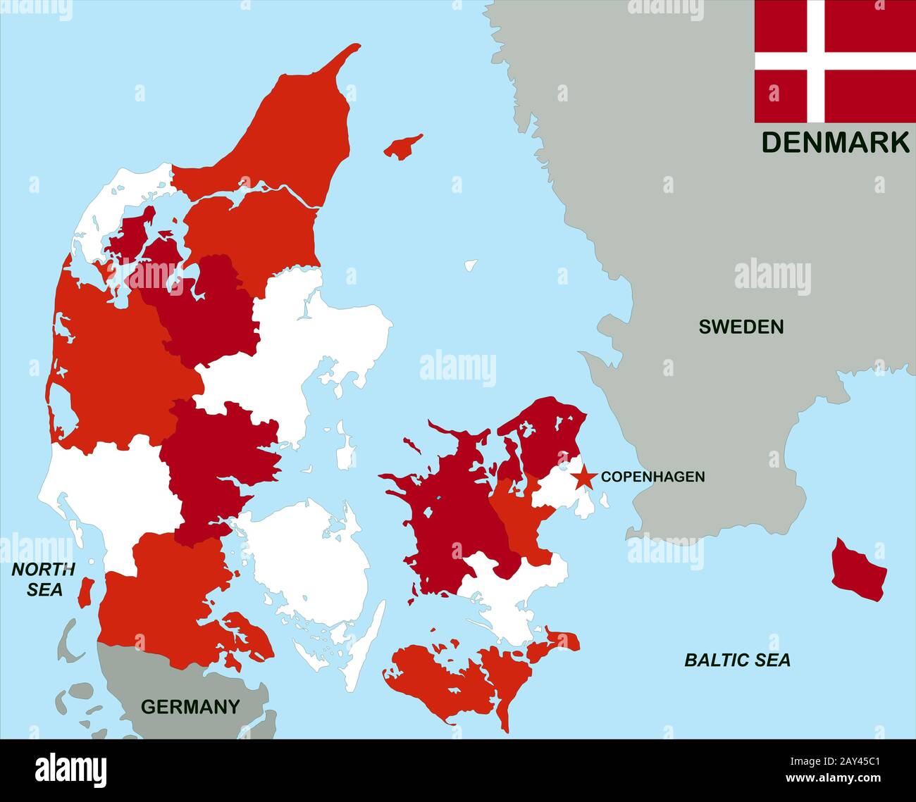 denmark political map Stock Photo