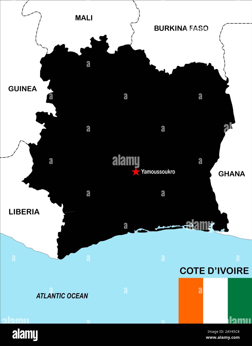 cote d'ivoire map Stock Photo