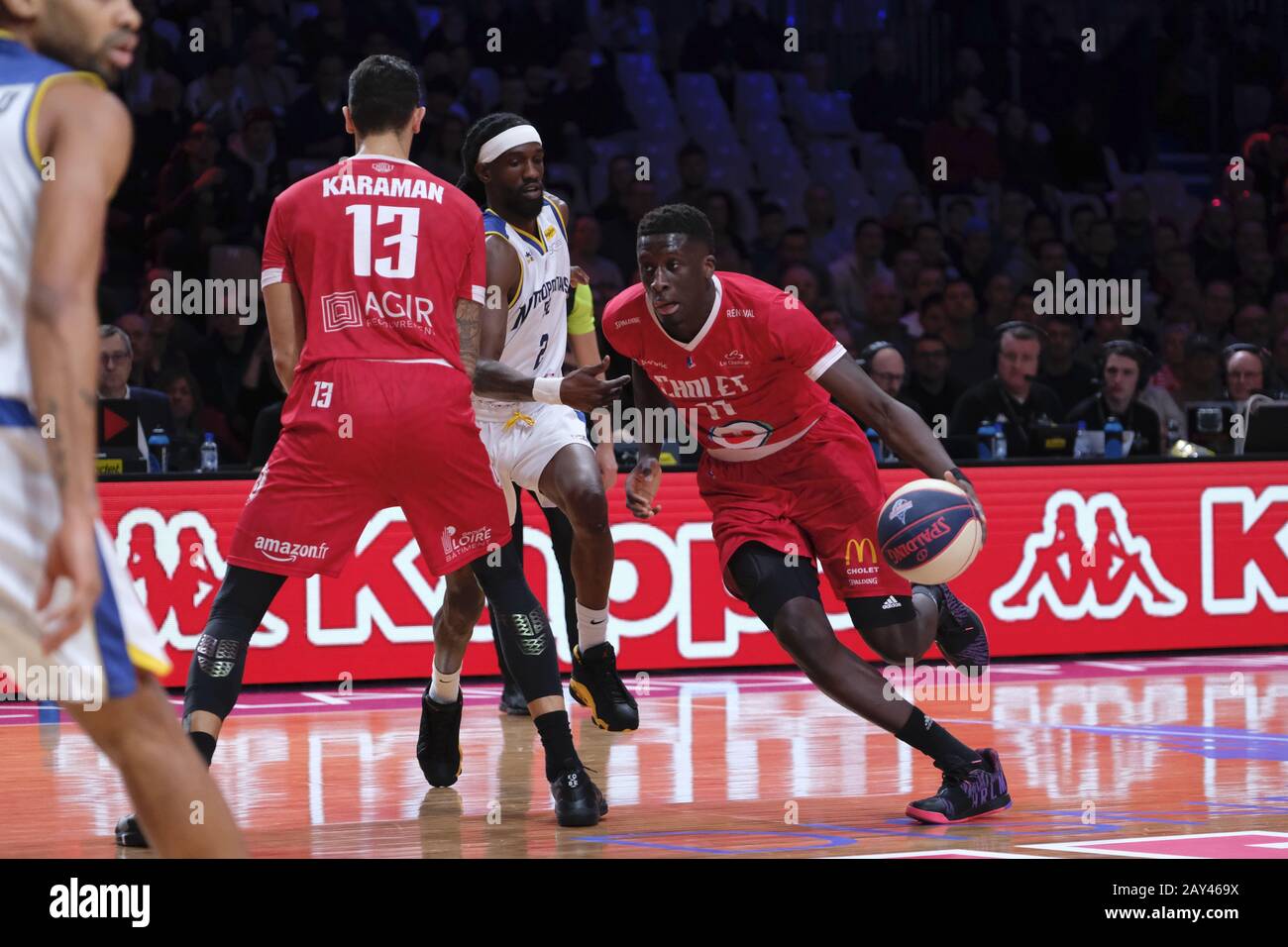 Marne La Vallee, Seine et Marne, France. 14th Feb, 2020. Cholet player  NDOYE ABDOULAYE in action during the LNB Basket Leaders Cup quarterfinal  Boulogne against Cholet at the Disney Events Arena in
