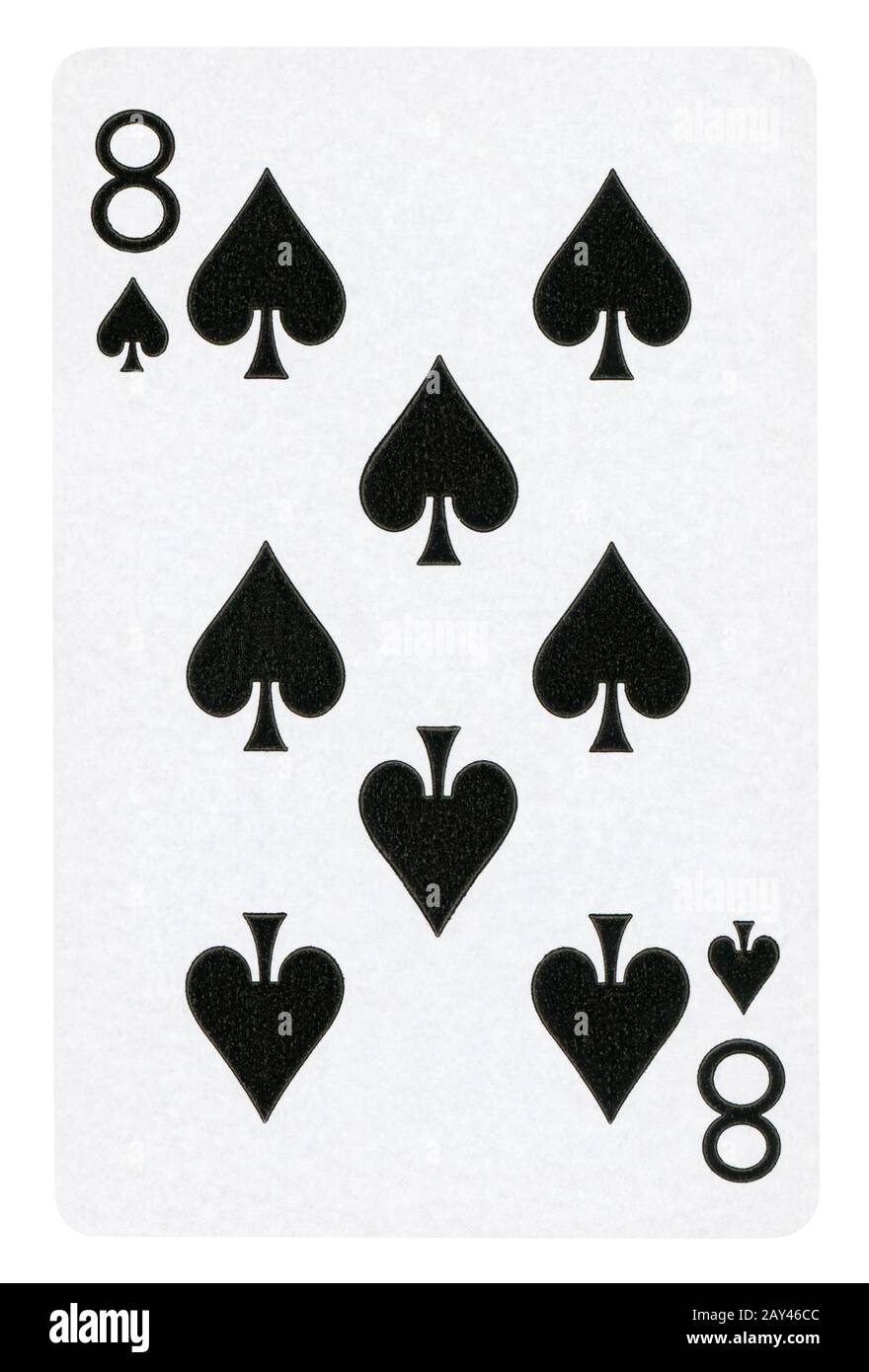 Eight of Spades Vintage playing card - isolated on white (clipping path included) Stock Photo