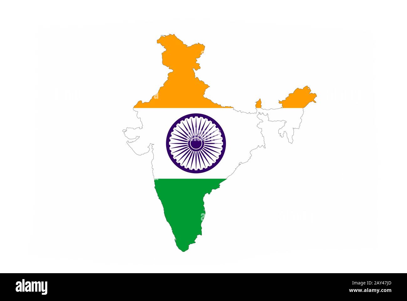 india flag map Stock Photo