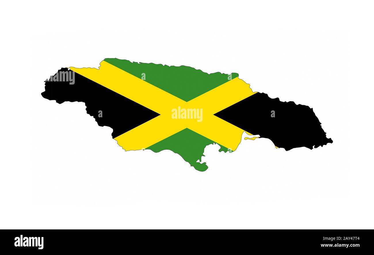 jamaica flag map Stock Photo