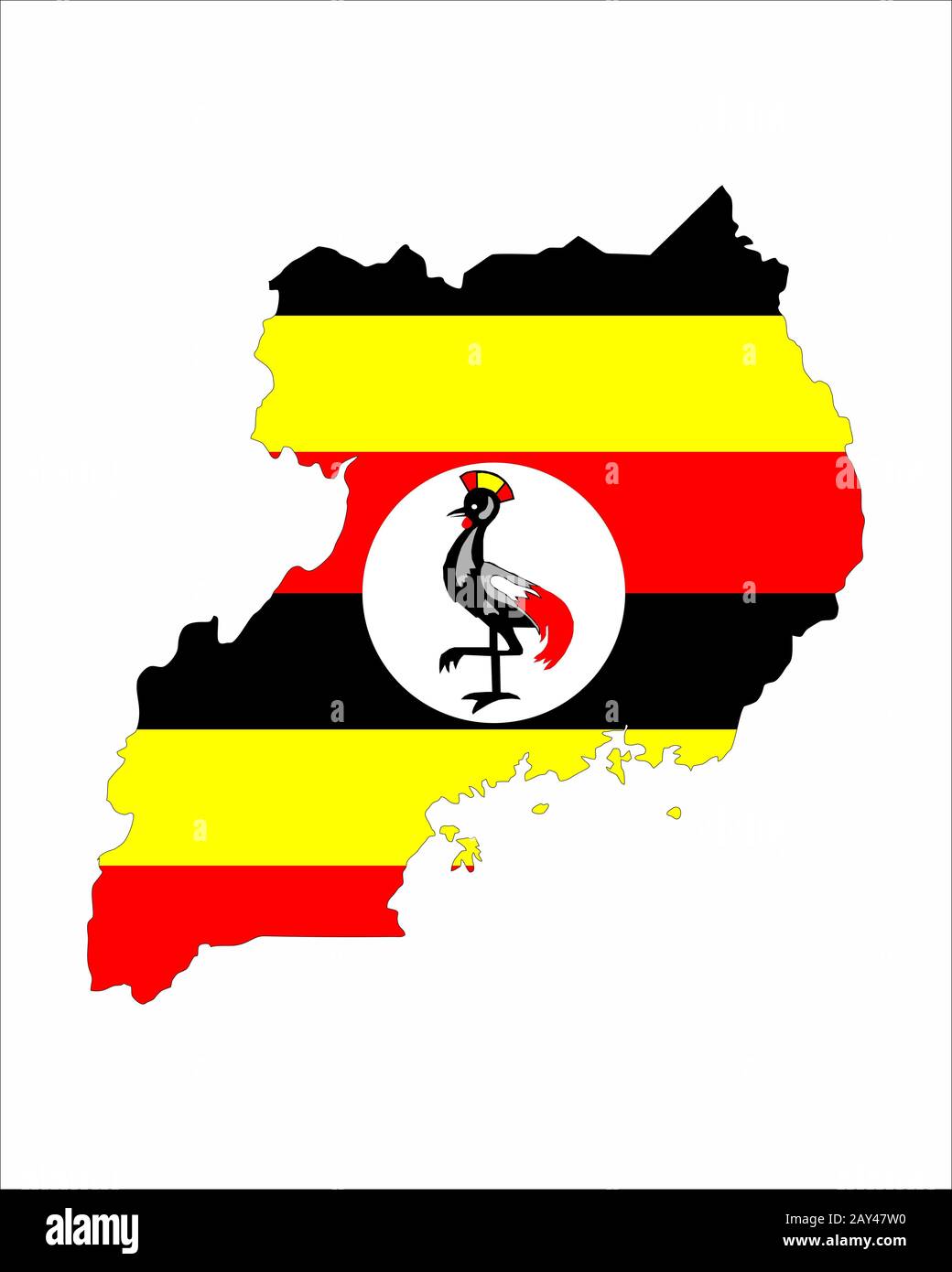 uganda flag map Stock Photo