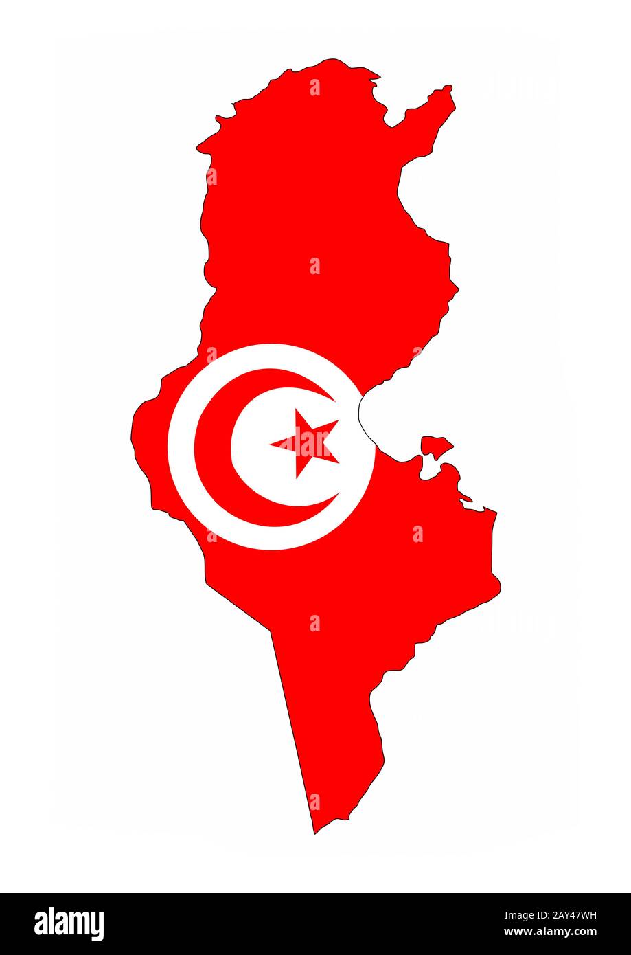 tunisia flag map Stock Photo