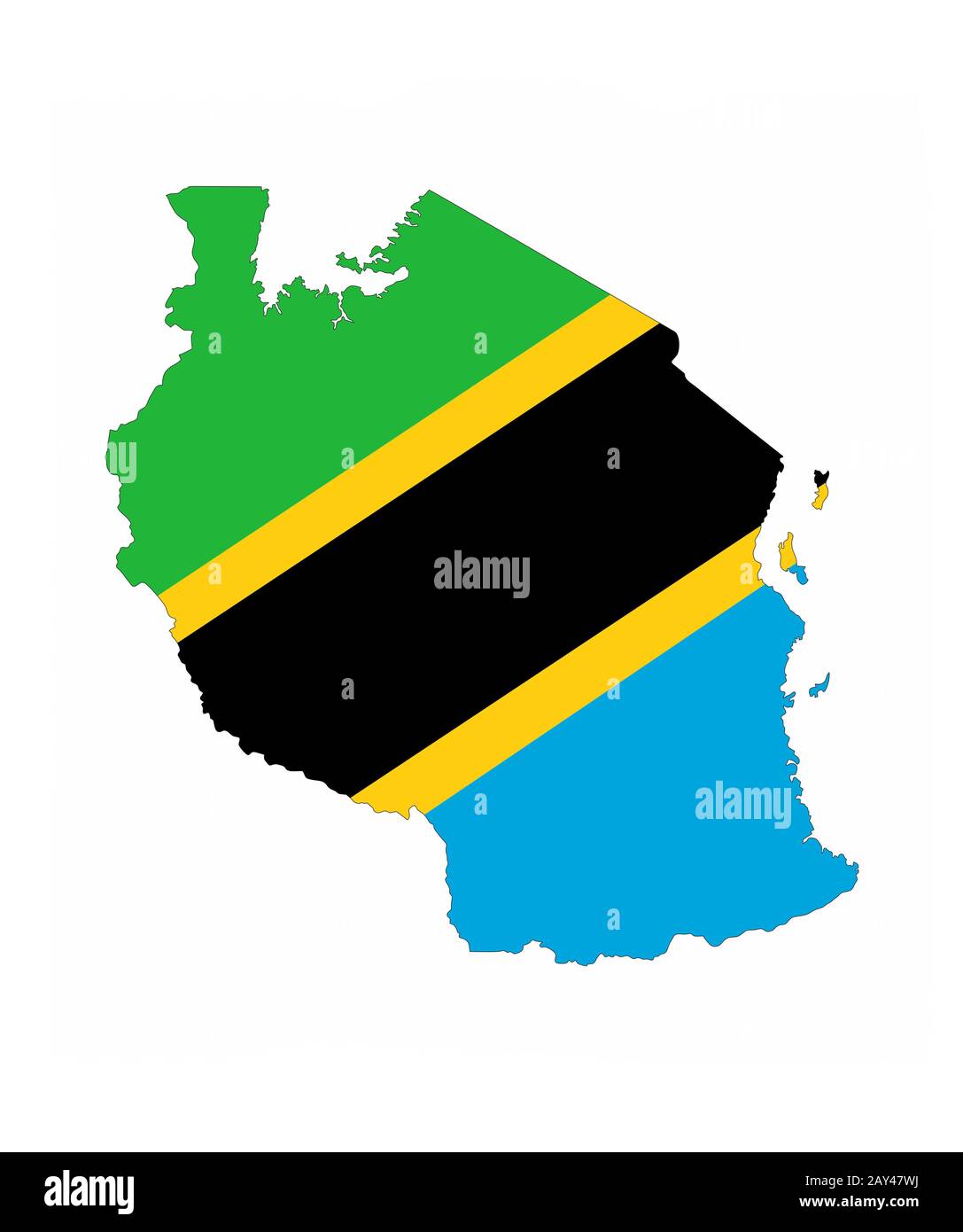 tanzania flag map Stock Photo