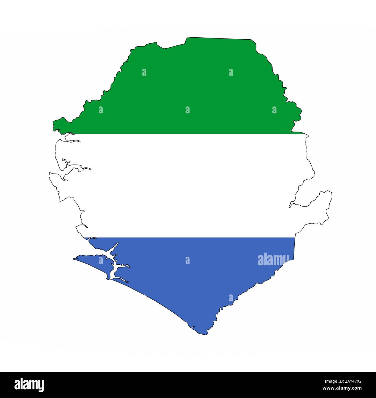 sierra leone flag map Stock Photo