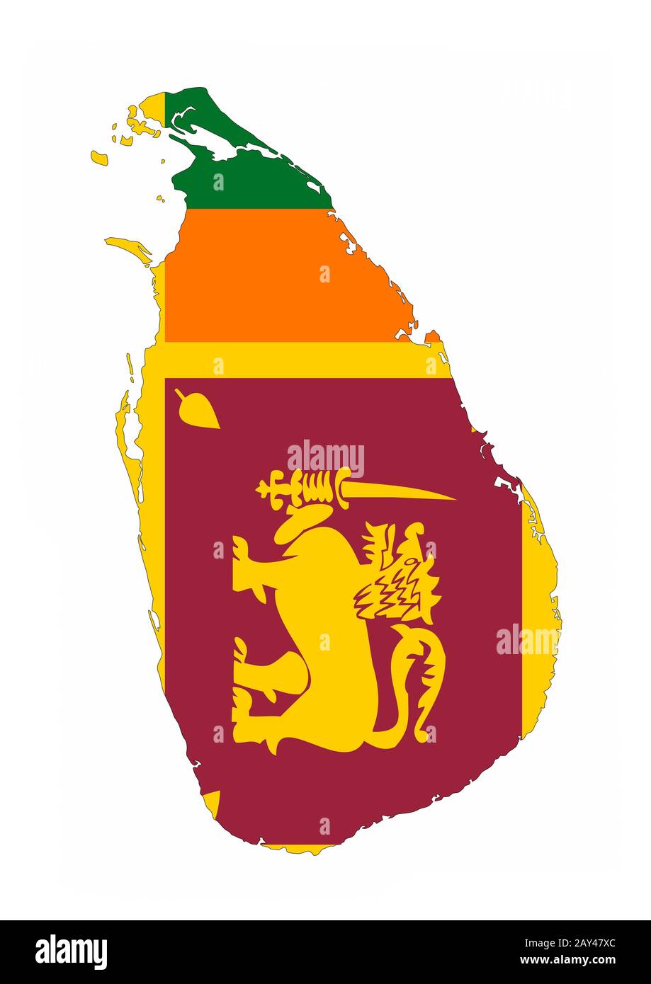 sri lanka flag map Stock Photo